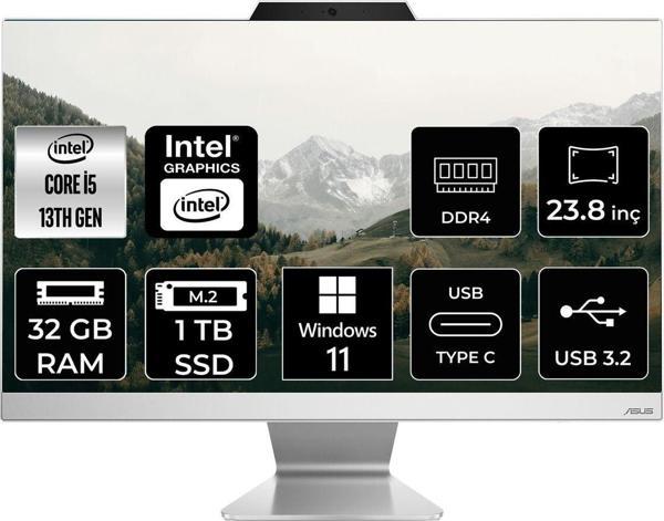 Asus A3402 İ5 1335U 32Gb 1Tb Ssd 23.8" Fhd W11P All In One Bilgisayar & Per4 Bellek - Image 1