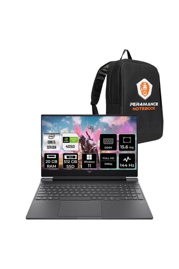 Hp Victus 15 İ5-13420H 20Gb 512Gb Ssd Rtx4050/6Gb 144Hz 15.6'' Fhd W11P Gaming Laptop & Per4 Çanta - Image 1
