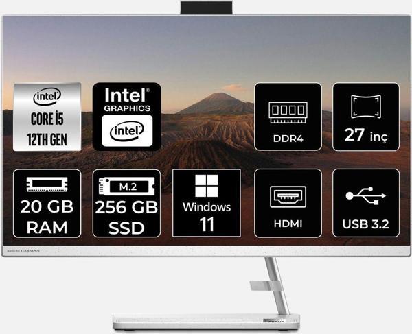 Lenovo Ideacentre İ5 12450H 20Gb 256Gb Ssd 27" Fhd W11P 27Iap7 All In One Bilgisayar & Per4 Bellek - Image 1