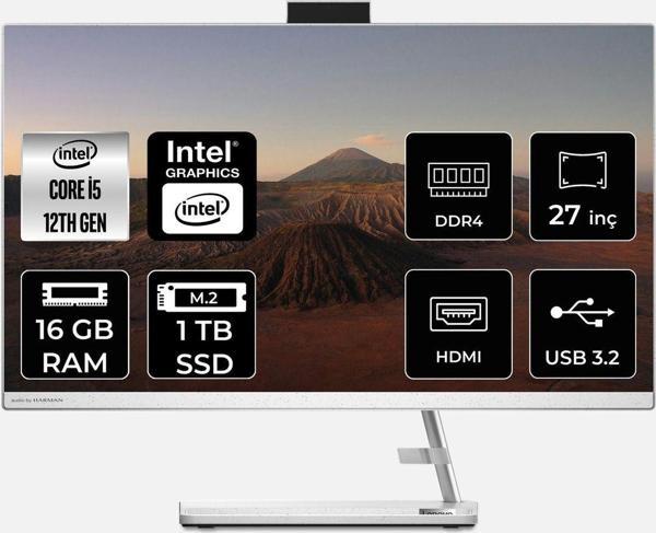 Lenovo Ideacentre İ5 12450H 16Gb 1Tb Ssd 27" Fhd Fdos 27Iap7 All In One Bilgisayar & Per4 Bellek - Image 1