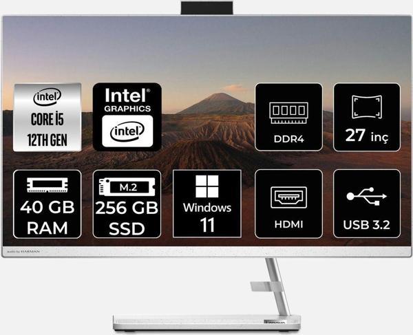Lenovo Ideacentre İ5 12450H 40Gb 256Gb Ssd 27" Fhd W11H 27Iap7 All In One Bilgisayar & Per4 Bellek - Image 1