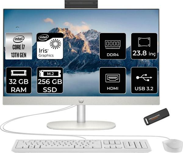 Hp Proone 240 G10 İ7 1355U 32Gb 256Gb Ssd Iris Xe Graphics 23.8" Fhd Fdos All In One Pc Beyaz & Per4 - Image 1