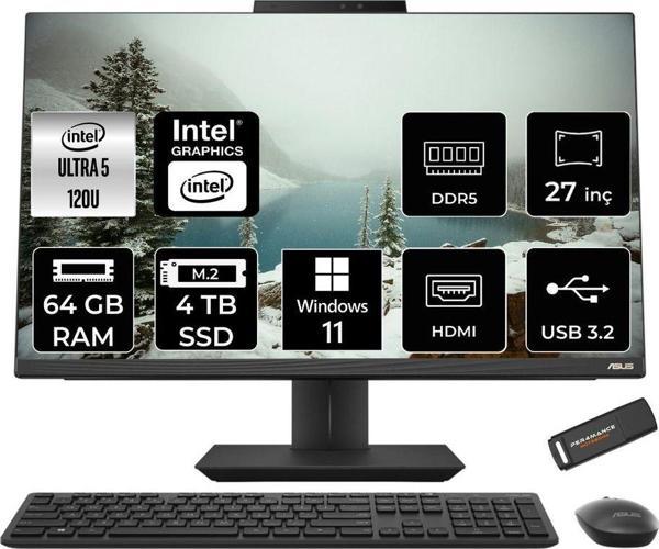 Asus A5702Wvark Ultra 5 120U 64Gb Ddr5 4Tb Ssd Intel Graphics 27" Fhd W11H Siyah All İn One & Per4 - Image 1