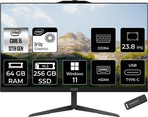 Msı Modern Am242 İ5 1235U 64Gb 256Gb Ssd 23.8" Fhd Ips W11H All In One Pc Siyah & Per4 Bellek - Image 1