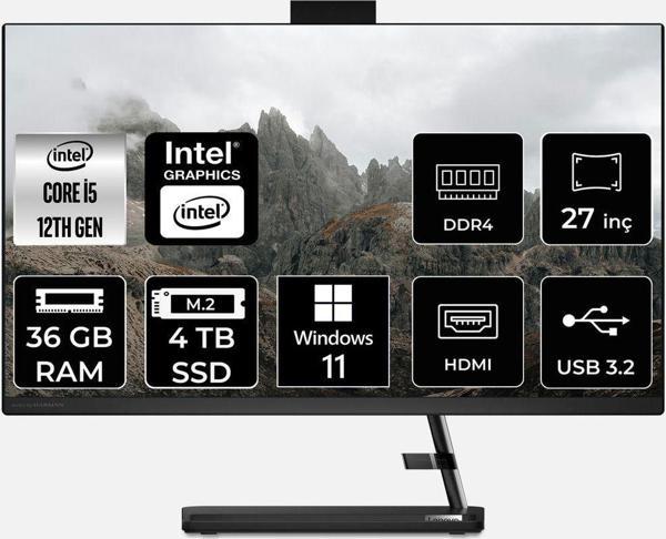Lenovo Ideacentre 27Iap7 İ5 12450H 36Gb 4Tb Ssd 27" Fhd W11P All In One Bilgisayar & Per4 Bellek - Image 1