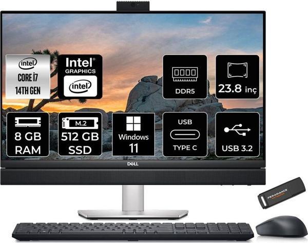 Dell Optiplex 7420 Plus İ7 14700 8Gb Ddr5 512Gb Ssd Uhd Graphics 770 23.8" Fhd W11H All İn One Pc - Image 1