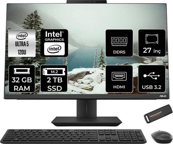 Asus A5702Wvark Ultra 5 120U 32Gb Ddr5 2Tb Ssd Intel Graphics 27" Fhd Fdos Siyah All İn One & Per4 - Image 1