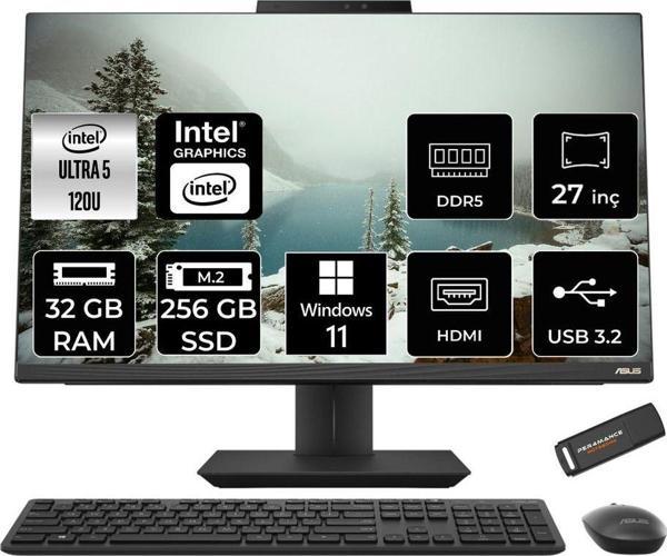 Asus A5702Wvark Ultra 5 120U 32Gb Ddr5 256Gb Ssd Intel Graphics 27" Fhd W11P Siyah All İn One & Per4 - Image 1
