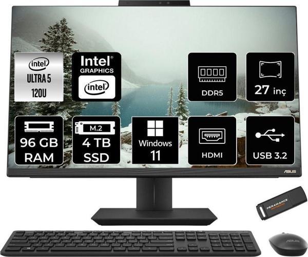 Asus A5702Wvark Ultra 5 120U 96Gb Ddr5 4Tb Ssd Intel Graphics 27" Fhd W11P Siyah All İn One & Per4 - Image 1