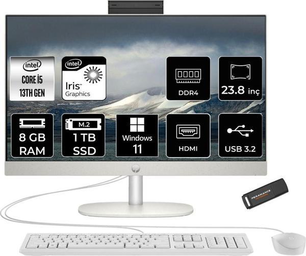 Hp Proone 240 G10 İ5 1335U 8Gb 1Tb Ssd Iris Xe Graphics 23.8" Fhd W11P All In One Pc Beyaz & Per4 - Image 1