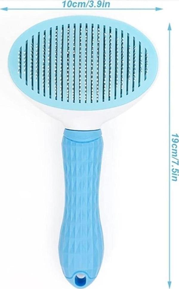 Clean Ucu Toplu Kedi Köpek Basmalı Otomatik Temizlenen Tarak Mavi - Image 1