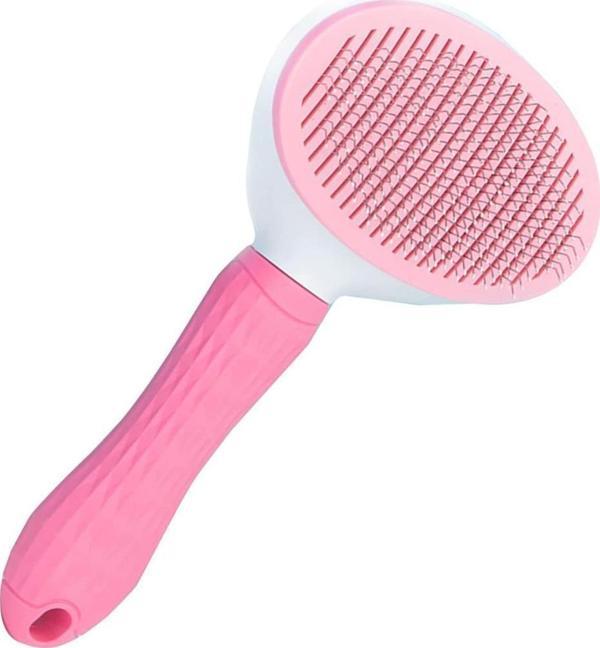 Clean Ucu Toplu Kedi Köpek Basmalı Otomatik Temizlenen Tarak Pembe - Image 1