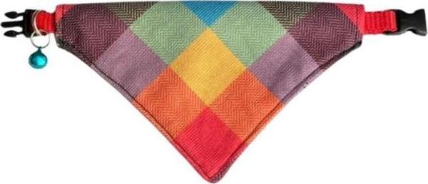 Cocopet Kare Desenli Ayarlanabilir Fular Bandana Kedi Tasması - Image 1