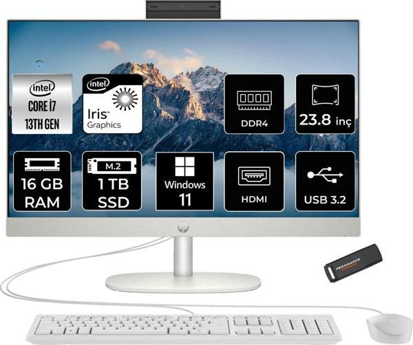Hp Proone 240 G10 İ7 1355U 16Gb 1Tb Ssd Iris Xe Graphics 23.8" Fhd W11P All In One Pc Beyaz & Per4 - Image 1