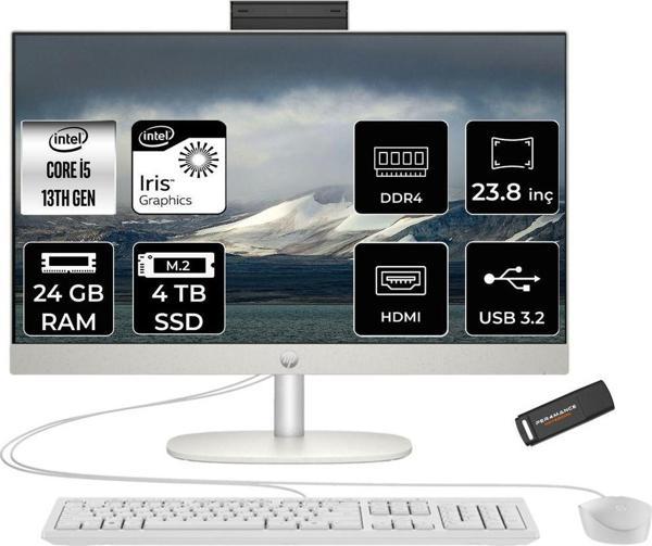 Hp Proone 240 G10 İ5 1335U 24Gb 4Tb Ssd Iris Xe Graphics 23.8" Fhd Fdos All In One Pc Beyaz & Per4 - Image 1