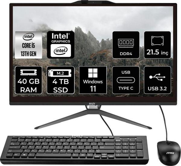 Msı Pro Ap222T İ5 13400 40Gb 4Tb Ssd 21.5" Fhd W11P Multı Touch All In One Pc & Per4 Bellek - Image 1