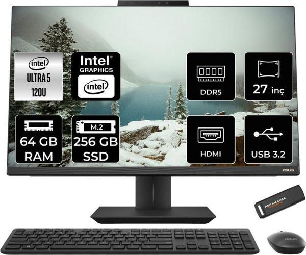 Asus A5702Wvark Ultra 5 120U 64Gb Ddr5 256Gb Ssd Intel Graphics 27" Fhd Fdos Siyah All İn One & Per4 - Image 1