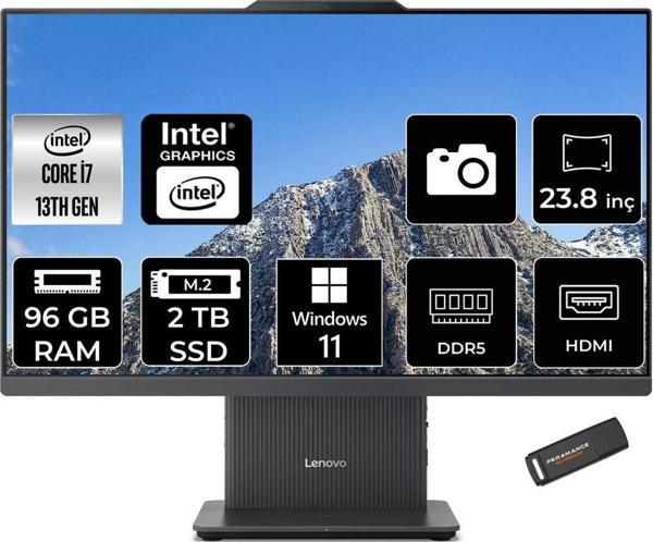 Lenovo Ideacentre 24Irh9 İ7 13620H 96Gb Ddr5 2Tb Ssd 23.8" Fhd Ips W11H Siyah All İn One Pc & Per4 - Image 1