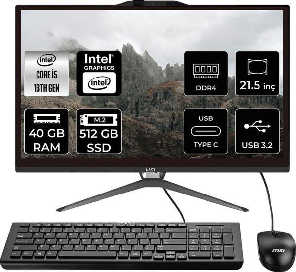 Msı Pro Ap222T İ5 13400 40Gb 512Gb Ssd 21.5" Fhd Fdos Multı Touch All In One Pc & Per4 Bellek - Image 1