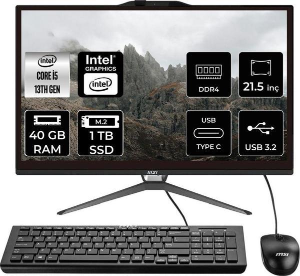 Msı Pro Ap222T İ5 13400 40Gb 1Tb Ssd 21.5" Fhd Fdos Multı Touch All In One Pc & Per4 Bellek - Image 1