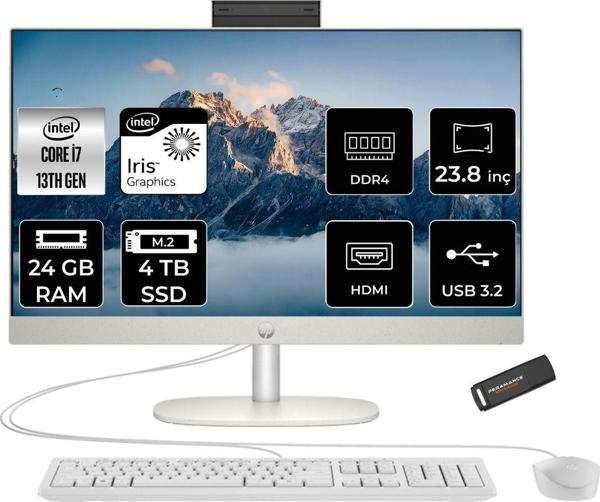 Hp Proone 240 G10 İ7 1355U 24Gb 4Tb Ssd Iris Xe Graphics 23.8" Fhd Fdos All In One Pc Beyaz & Per4 - Image 1