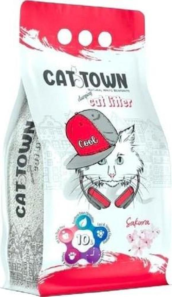Cat Town Sakura Çiçeği Kokulu İnce Taneli Bentonit Kedi Kumu 10 Lt - Image 1