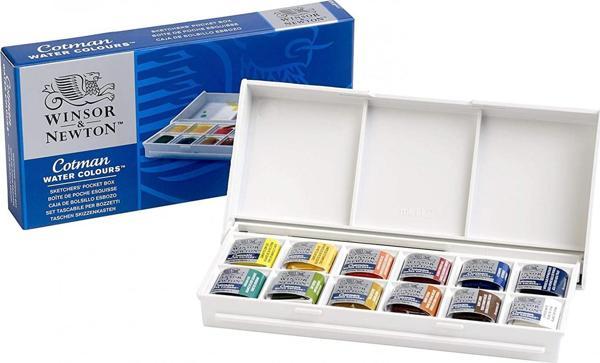 Winsor & Newton Cotman 12 Renk Cep Tipi (yarım Boy) Tablet Sulu Boya - Image 1