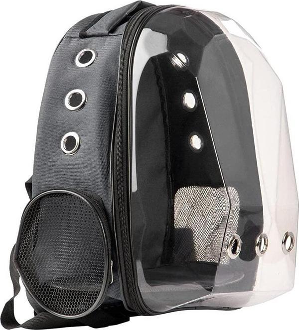 Şeffaf Astronot Kedi Köpek Taşıma Çantası 42x22x33 Cm Siyah - Image 1