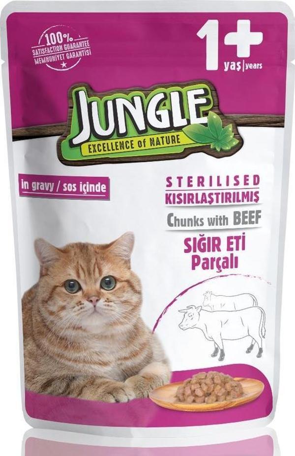 Jungle Pouch Biftekli Kısır Kedi Konserve 100 gr - Image 1