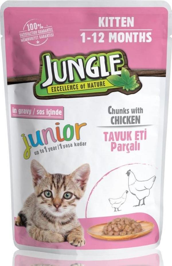Jungle Pouch Tavuklu Yavru Kitten Kedi Konserve 100 gr - Image 1