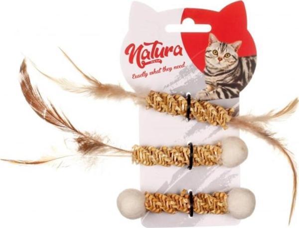 Natura Tüylü İnce Kedi Diş Kaşıma Üçlü Oyuncak PTC-043 - Image 1