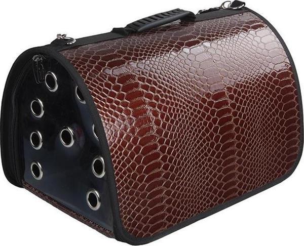 Orijin Kedi Köpek Deri Flybag Taşıma Çantası Kahverengi 42X26X25 cm - Image 1
