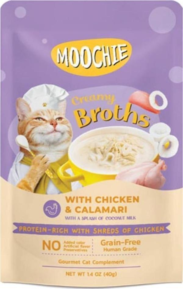 Moochie Parça Tavuklu Kalamarlı Tahılsız Kedi Çorbası 40gr - Image 1