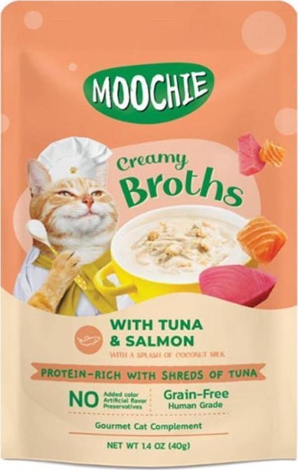 Moochie Parça Ton Balığı Ve Somonlu Tahılsız Kedi Çorbası 40gr - Image 1