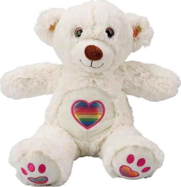 3184 Gökkuşağı Kalpli Peluş Ayı 30 cm -Sunman - Image 1