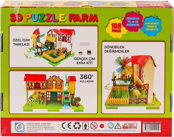 LC0115 3D Boyutlu Çiftlik Puzzle -Laçokids - Image 1