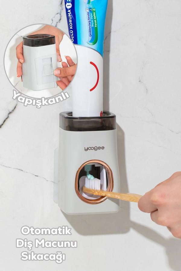 Porsima M543 Yapışkanlı Otomatik Diş Macunu Sıkacağı - Duvara Monte Pratik Dispenser - Image 1