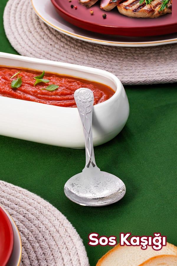 Porsima 5216 Metal Gümüş 2li Sos Kaşığı 13cm - Image 1