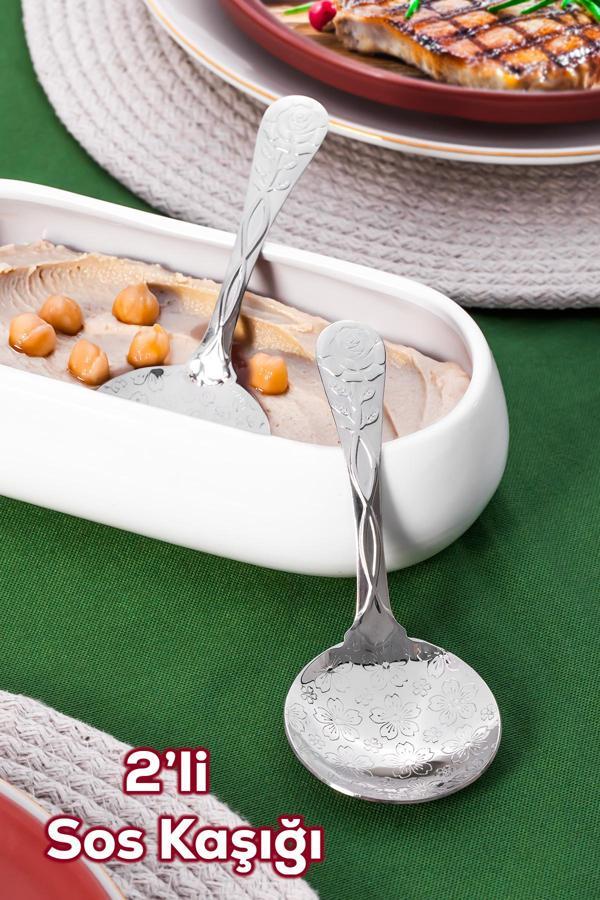 Porsima 5216 Metal Gümüş 2li Sos Kaşığı 13cm - Image 1
