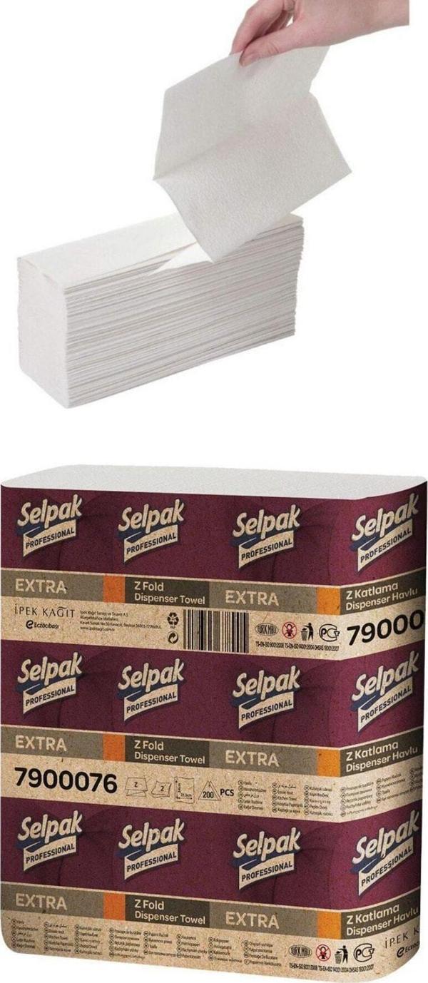 Selpak Professional Extra 200 Yaprak 1 Adet Katlamalı Z Havlu - Image 1