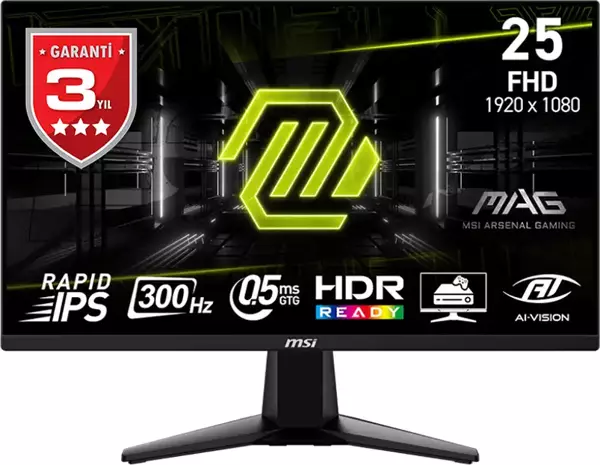 MSI MAG 255XF 24.5 1920x1080 FHD 300Hz 0.5ms HDMI DP FreeSync Premium IPS Gaming Monitör - Image 1