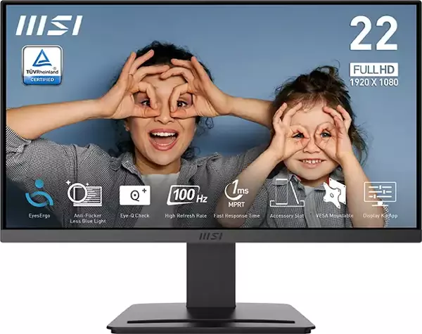MSI PRO MP223 E2 21.5 1920x1080 FHD 100Hz 1ms HDMI DP Adaptive Sync Led Monitör - Image 1
