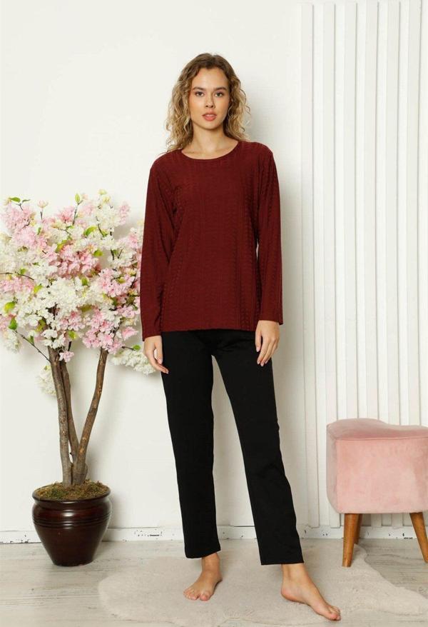 Akbeniz Kadın Penye Uzun Kol Pijama Takım 4111 - Image 1