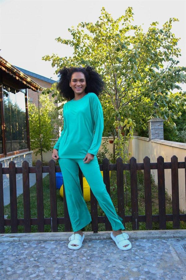 Akbeniz Kadın Penye Bol Paça Pijama Takım 4124 - Image 1
