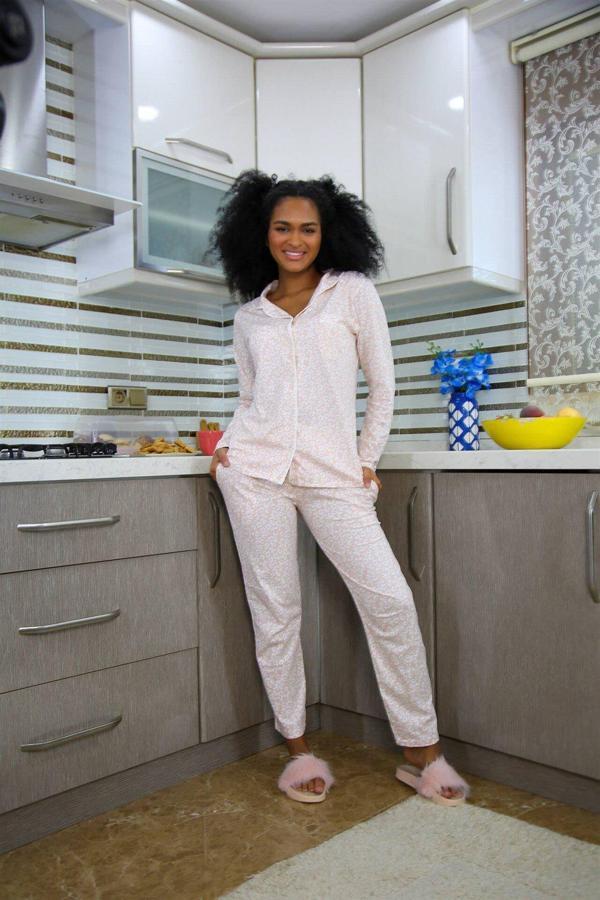 Akbeniz Kadın Penye Uzun Kol Pijama Takım 2771 - Image 1