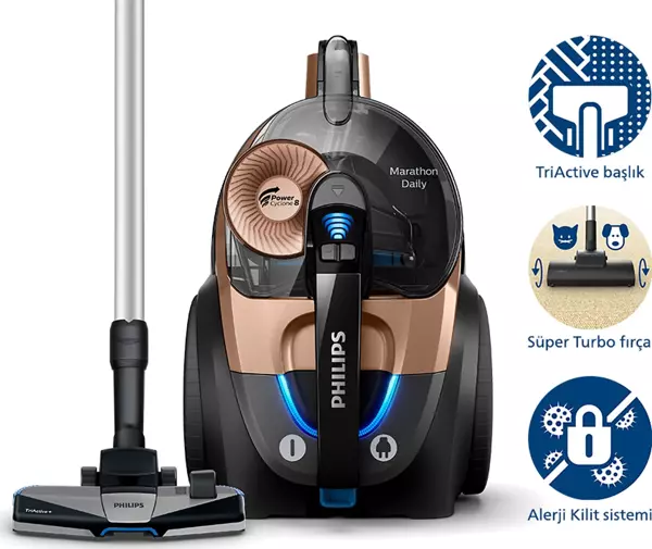 Philips Marathon Daily Torbasiz Elektrikli Süpürge 5 Yıl Motor Garantili Süper turbo fırçalı - Image 1