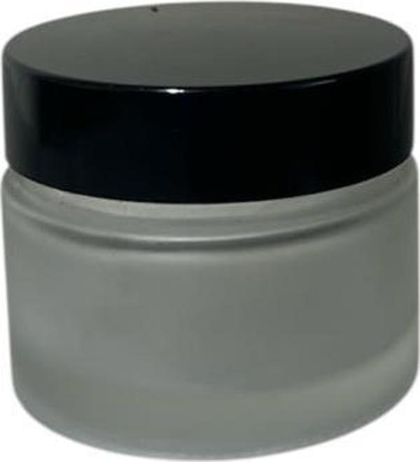 50ml şeffaf buzlu cam krem kavanozu siyah kapak, 48 adet, kozmetik kavanoz,krem kavanozu, cam kavanoz - Image 1