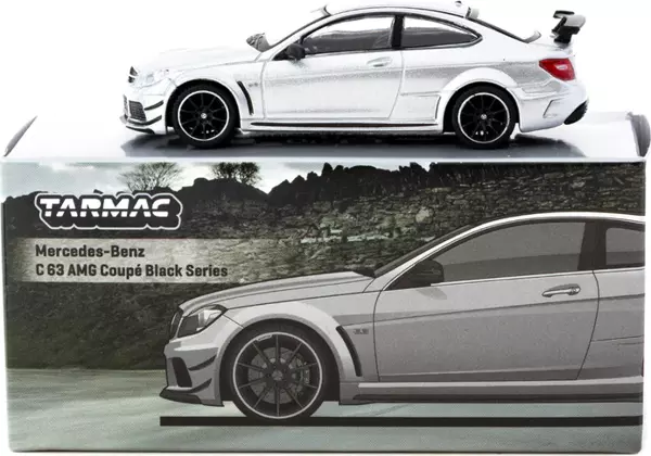 Tarmac Works 1:64 Mercedes-Benz C63 AMG Coupe Black Series Gümüş Metalik Diecast Model Araba (2025 Üretim) - Image 1