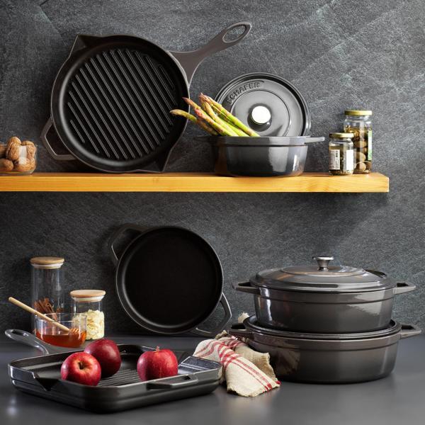Schafer Guss Chef Döküm Kare Grill Tava 28x28 Cm 1 Parça-Gri - Image 1