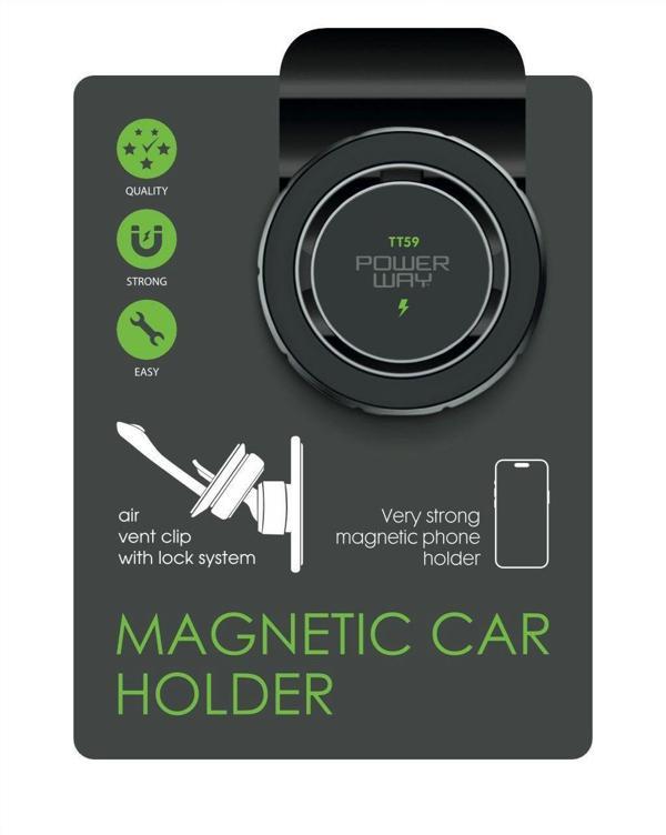 Magsafe İle Uyumlu Hava Menfezi Telefon Tutucu | Powerway TT59 | 2 Yapışkanlı Halka ile Birlikte - Image 1